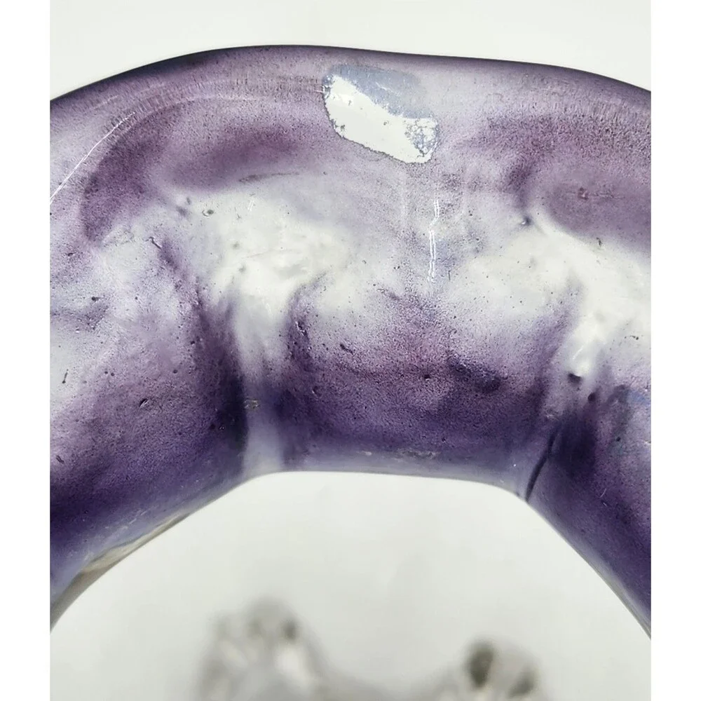 Vintage Melon Shaped Vase- Amethyst to Clear Glass 4”